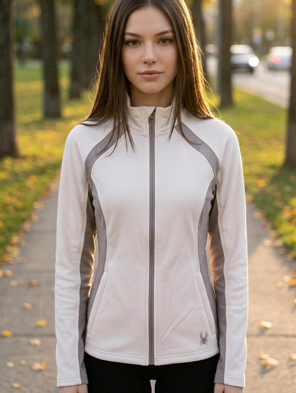 NWT Spyder Women's Ivory And Gray Thermal Weave Layering Jacket ~sz SMALL